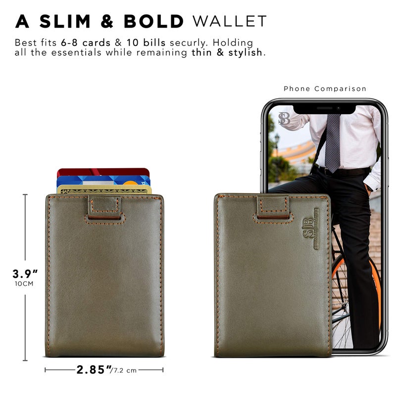 SERMAN BRANDS RFID Blocking Slim Money Clip Wallet â€“ Leather Bifold Front Pocket Minimalist Mens Wallet with Money Clip for Men, Small Credit Card Holder Wallet - Travel Wallet with Gift Box - Image 4